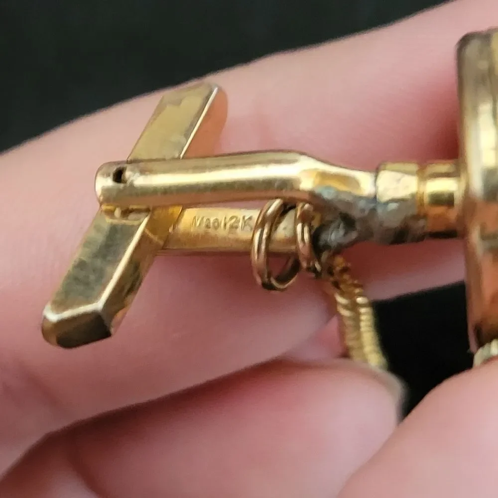 Baylor Swiss Watch Cufflinks Vintage 12K Gold Filled Formal Evening Vintage